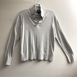 Banana Republic Quarter Zip Button Up Cotton Blend Sweater Men’s Medium Gray